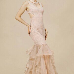 NWT BABEYOND V-Neck Sleeveless Tulle Mermaid Dress XS